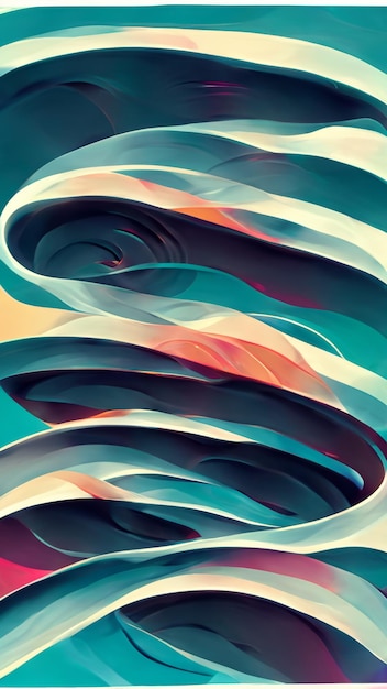 Abstract flowing wavy lines Colorful dynamic wave 3D illustration