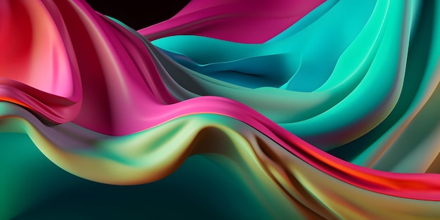 Abstract fluid 3d render neon iridescent curved wave in motion holographic dark background Gradient