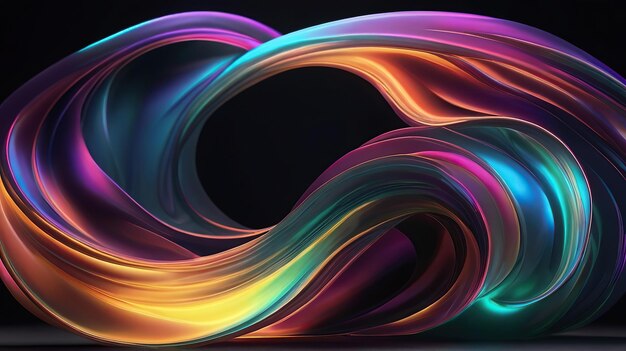 Abstract fluid 3d renders holographic iridescent neon curved waves in motion dark Gradient design el