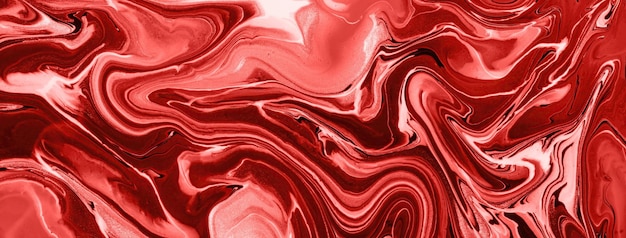 Abstract fluid art background bright red and ruby colors Liquid marble Acrylic painting on canvas with wine gradient