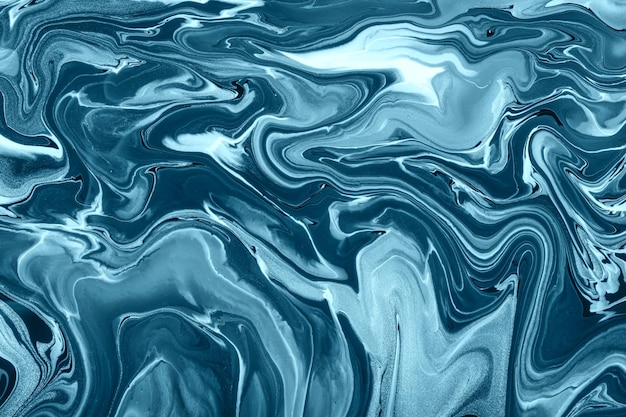 Abstract fluid art background dark blue and turquoise colors Liquid aquamarine marble Acrylic painting with gradient