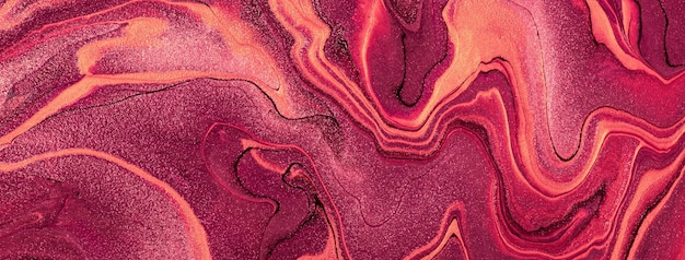 Abstract fluid art background dark purple and red colors Liquid marble Acrylic painting with wine lines and gradient