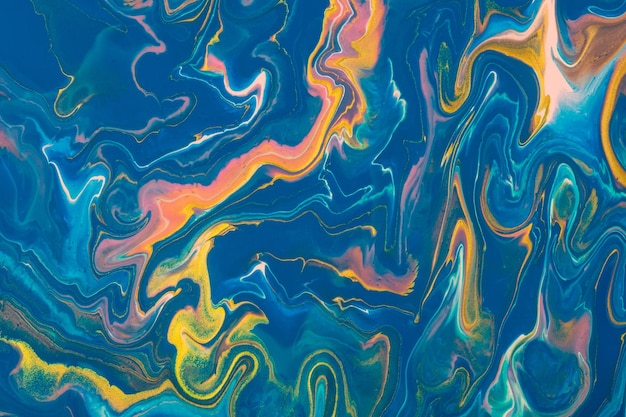 Abstract fluid art background navy blue and pink colors Liquid marble Acrylic painting with sapphire gradient