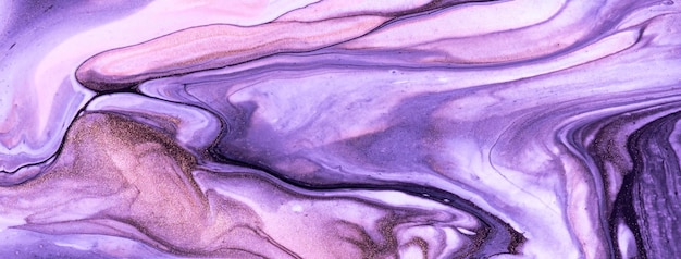 Abstract fluid art background purple and violet colors Liquid marble Acrylic painting with lilac and pink gradient