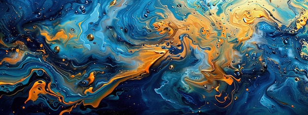 Photo abstract fluid art swirling blue and amber colors hyper realistic ar 83 job id cf1734f8898f445ba81524051639e073