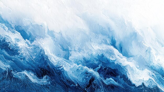 Photo abstract fluid blue and white oceanic waves painting generative ai