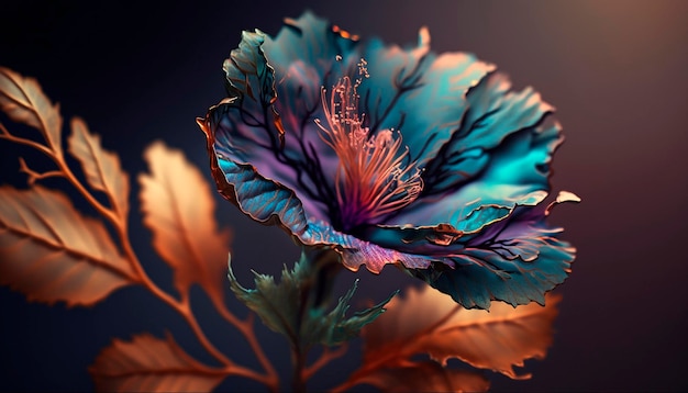 Abstract fluid ink flower Generative AI