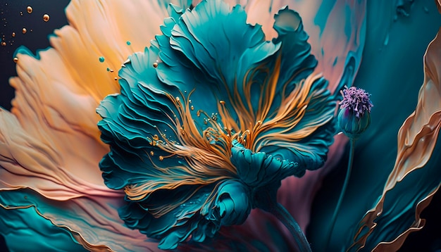 Abstract fluid ink flower Generative AI