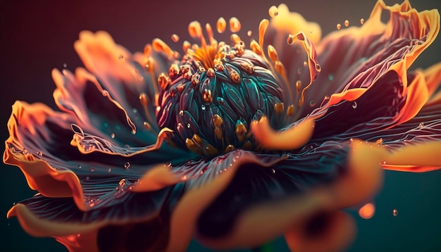 Abstract fluid ink flower Generative AI