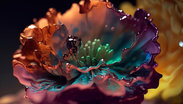 Abstract fluid ink flower Generative AI