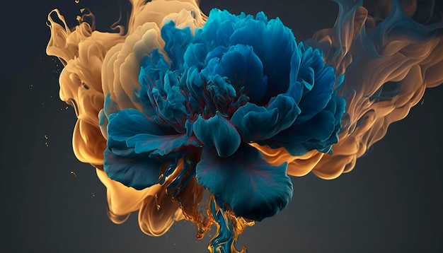 Abstract fluid ink flower Generative AI