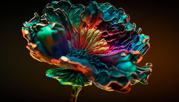 Abstract fluid ink flower Generative AI