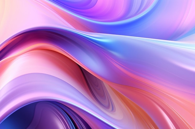 Abstract fluid iridescent holographic curved wave in motion colorful 3d render gradient design