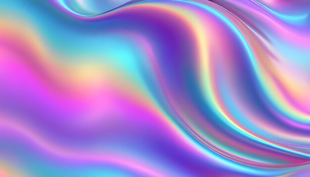 Photo abstract fluid iridescent holographic curved wave texture design 3d