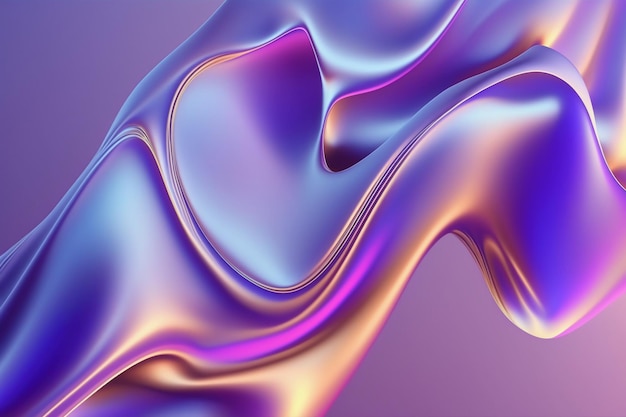 Abstract fluid iridescent holographic neon curved wave