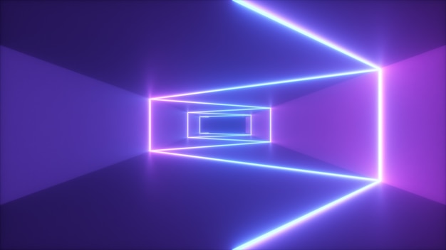 Abstract flying in futuristic corridor background