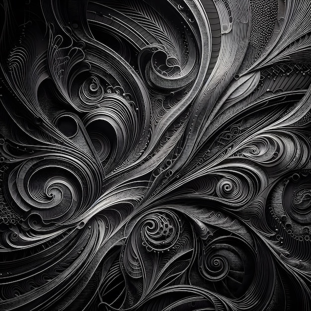 Abstract fractal background Computer generated graphics Black and white