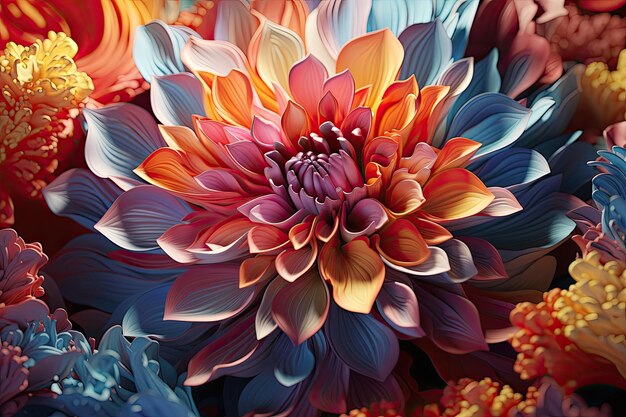 abstract fractal flower generative AI