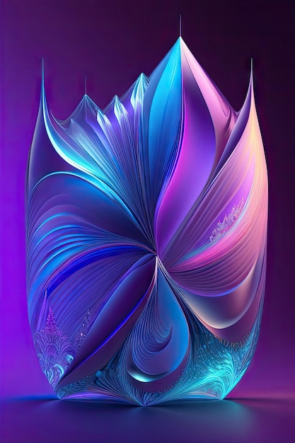 Abstract fractal glowing blue and purple crystal shapes Fantasy light background