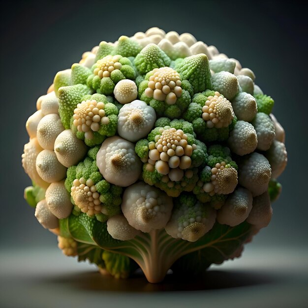 Abstract fractal like image of a Romanesco broccoli showcasing its unique geometric structure and intricate details