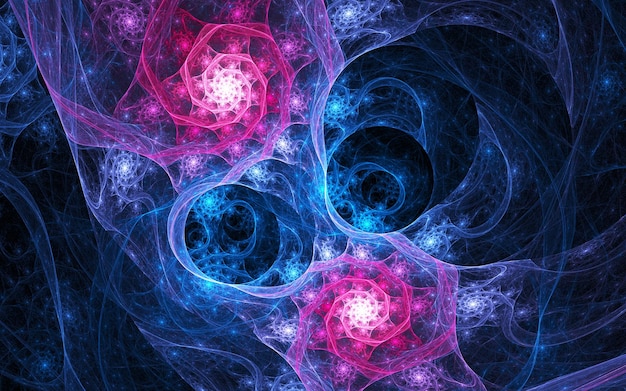 Abstract fractal patterns and shapes Beautiful abstract background Solored wavesspirals lines and circles Infinite universe