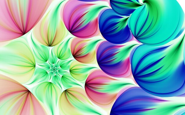 Abstract fractal patterns and shapes Dynamic flowing natural forms Flowers and spirals