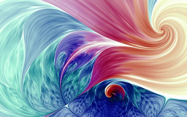 Abstract fractal patterns and shapesDynamic flowing natural formsBright colors in the hippie style