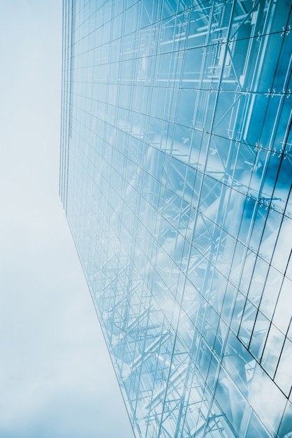 Abstract fragment of modern architecture, walls made of glass