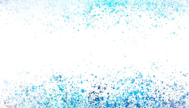 Abstract frame background drops of blue watercolor on white paper