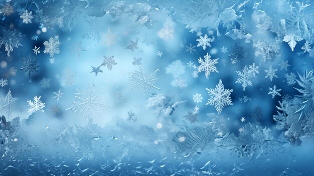 Abstract frosty pattern on glass background texture Winter frosted window glass