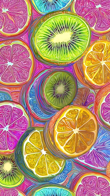 Photo abstract fruit pattern with vibrant colors