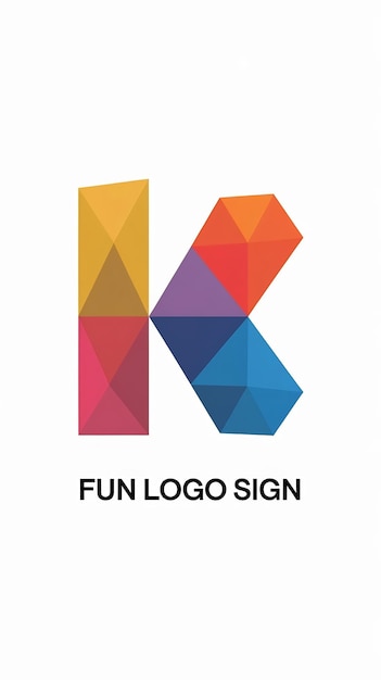 Photo abstract fun k letter logo sign flat children hexagon avatar ve