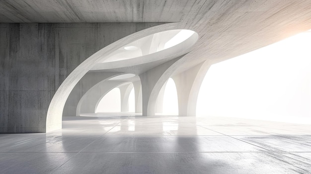 abstract futuristic architecture with empty concrete floor