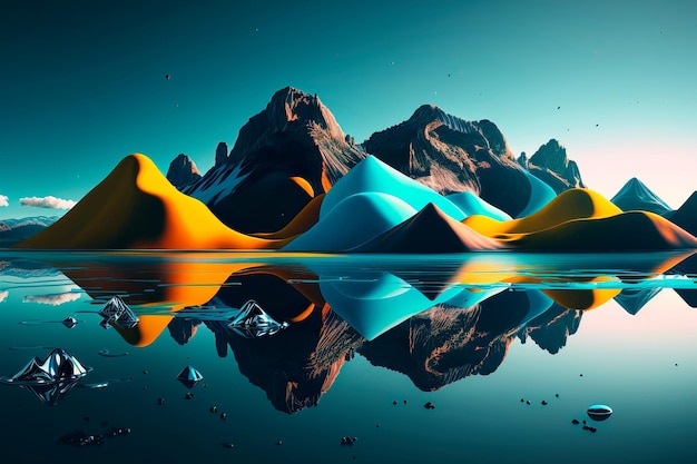 Abstract futuristic background futuristic landscape Generative AI