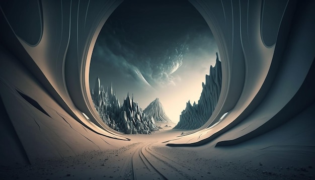 Abstract futuristic background futuristic landscape generative ai