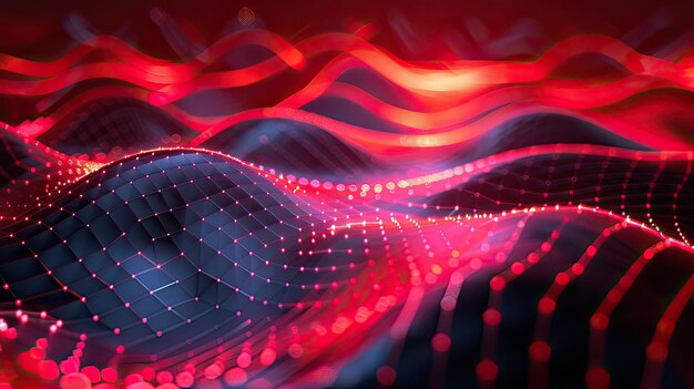 Abstract futuristic background with blurry glowing wave and neon lines