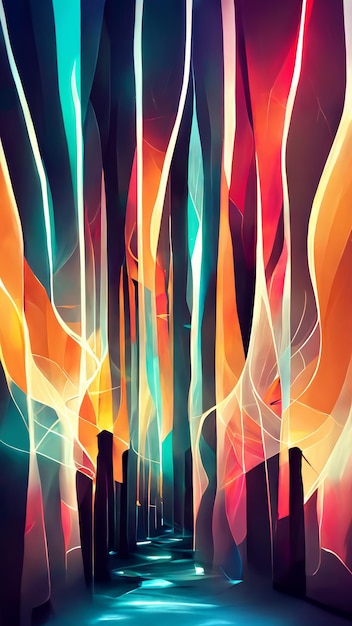 Abstract futuristic background with glowing light effect 3D illustration