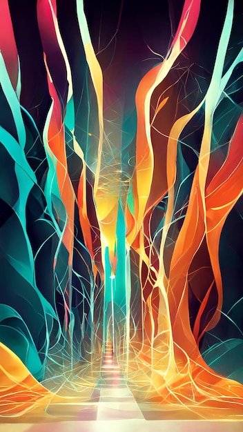 Abstract futuristic background with glowing light effect 3D illustration