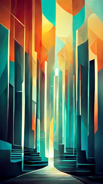 Abstract futuristic background with glowing light effect 3D illustration