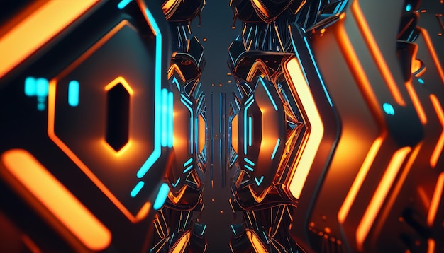 Abstract futuristic background with glowing lights