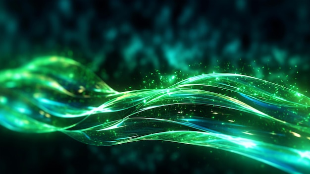 Abstract futuristic background with glowing neon wave lines bokeh for wallpaper posters Generated AI