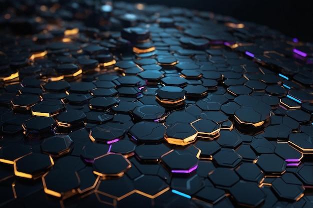 Abstract futuristic background with hexagons dark scifi hightech wallpaper