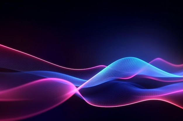 abstract futuristic background with pink blue glowing neon moving high speed wave lines