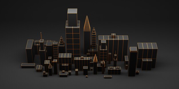 Abstract futuristic city with skyscrapers