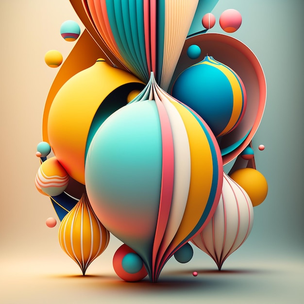 Abstract futuristic contemporary modern cosmic design in cartoon style with spheres stripes and lines