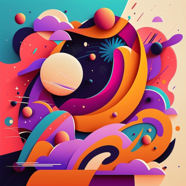 Abstract futuristic contemporary modern cosmic design in cartoon style