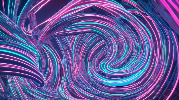 Abstract futuristic glowing neon complex wire line generative art by AI