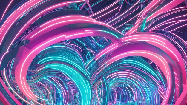 Abstract futuristic glowing neon complex wire line generative art by AI