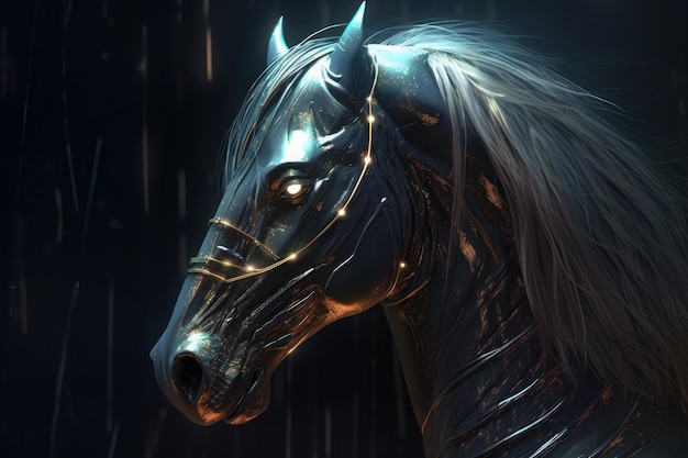 Abstract futuristic horse head Generate Ai