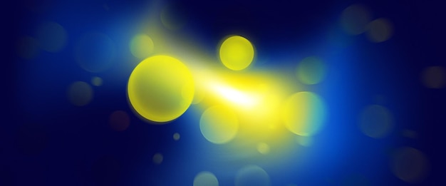 Abstract futuristic light bokeh yellow and blue background